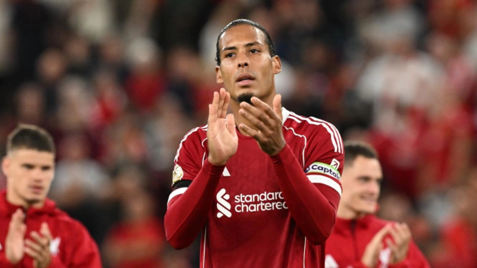 Virgil van Dijk reacts after a match