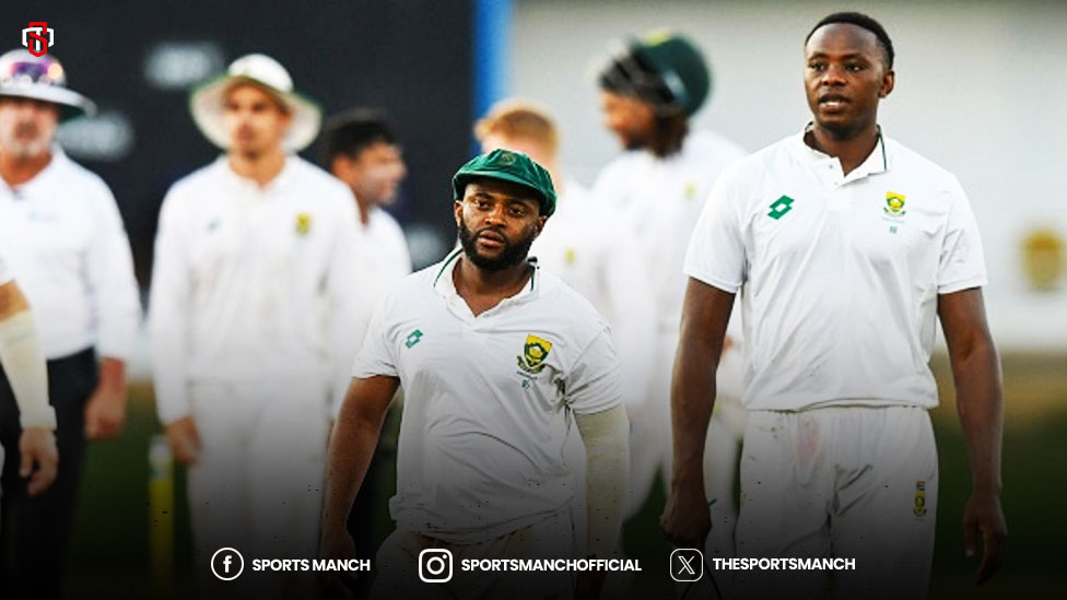 Temba Bavuma (left) and Kagiso Rabada of South Africa